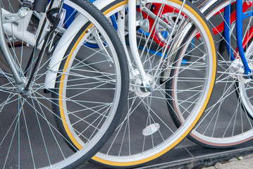 Fototapeta na wymiar 新品の自転車の陳列