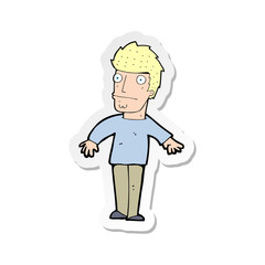 sticker of a cartoon worried man