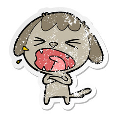distressed sticker of a cute cartoon dog