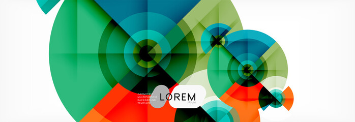 Fototapeta premium Minimal geometric circles and triangles abstract background, techno modern design, poster template