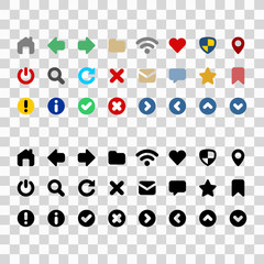Web iu design icons set. Simple flat web navigation signs isolated