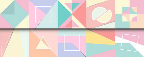 set geometric pastels background.Flat lay.decoration for your design