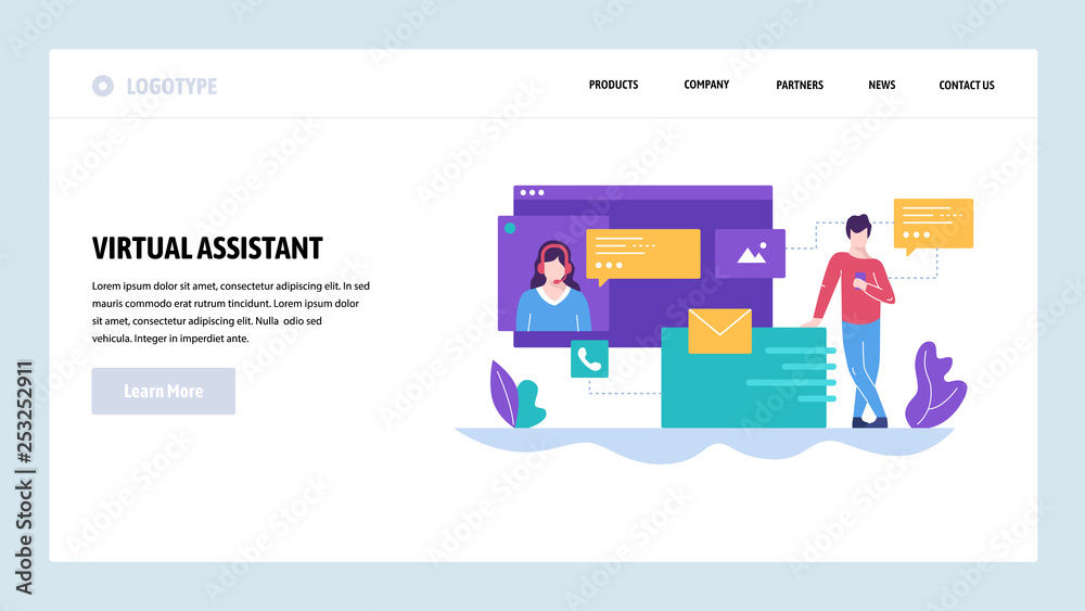 Wall mural vector web site design template. online customer support, personal ai virtual assistant, internet iv