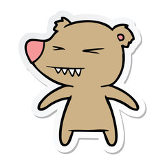 sticker of a angry bear cartoon
