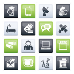 Communication, connection  and technology icons over color background - vector icon set