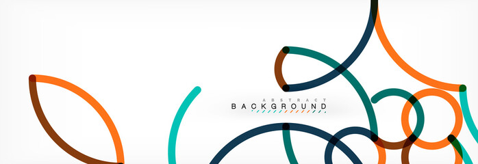 Curly lines abstract background, color overlapping linear texture