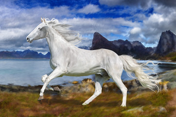 Naklejka na ściany i meble a white horse