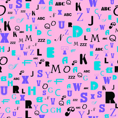 Letters, alphabet, education, school concept. Seamless vector EPS 10 pattern. Flat style