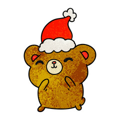 christmas textured cartoon of kawaii bear