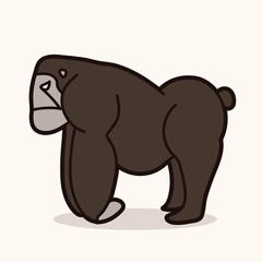 Angry Gorilla standing side view graphic vector