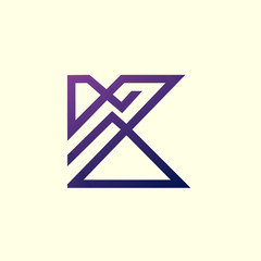 Abstract  simple  minimalist line letter K logo template