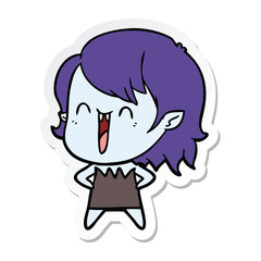 sticker of a cute cartoon happy vampire girl