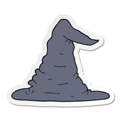 sticker of a cartoon witch hat