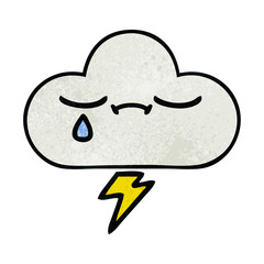 retro grunge texture cartoon thunder cloud