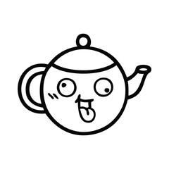 line drawing cartoon teapot