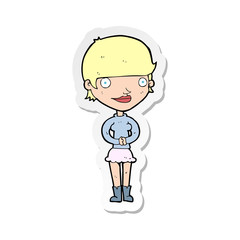 sticker of a cartoon friendly woman