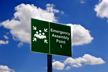 Emergency assembly point sign