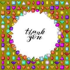 Decorated greeting Card template with gemstones decoration
