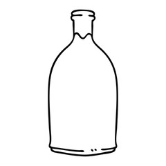 quirky line drawing cartoon milk bottle