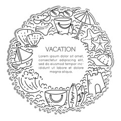 Design elements of Vacation at sea. Outline icon with elements for mobile concepts and web apps. Line and flat style icon. Vector sign.