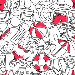 Design elements of Vacation at sea. Outline icon with elements for mobile concepts and web apps. Line and flat style icon. Vector sign