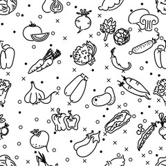 Vector image, set of vegetables, flat linear style.