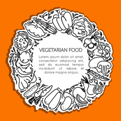 Vector image, set of vegetables, flat linear style.