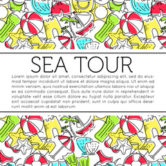 Design elements of Vacation at sea. Outline icon with elements for mobile concepts and web apps. Line and flat style icon. Vector sign