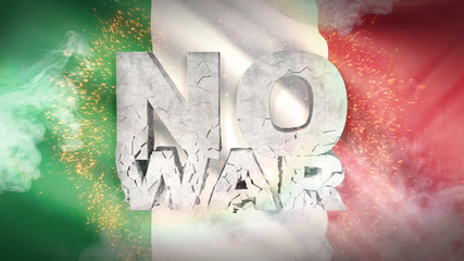 No war concept. Flag of Italy. Waved highly detailed fabric texture. 3D illustration.