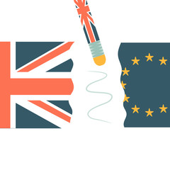 United Kingdom and EU broken on two halves