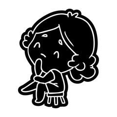 cartoon icon of a cute kawaii lady
