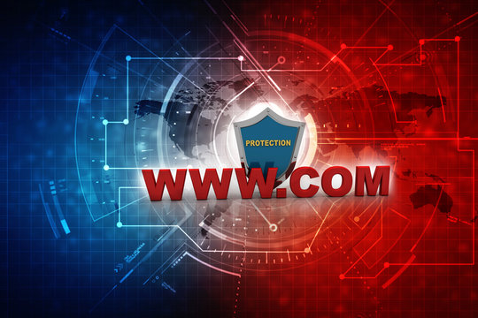 3d rendering WWW.com with shield