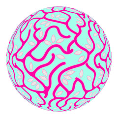 foliage and roots planet in soft blue pink shades