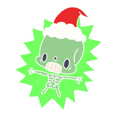 christmas cartoon of kawaii skeleton