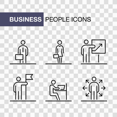 Fototapeta premium Business people icons set simple line flat illustration isolated