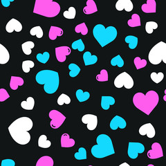 Hearts for Valentine's Day. Romantic feeling and love. Seamless vector EPS 10. Abstract geometric pattern. Multicolor Figures. Texture for print and Banner. Flat style