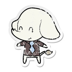 distressed sticker of a cute cartoon elephant boss
