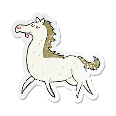 retro distressed sticker of a cartoon horse