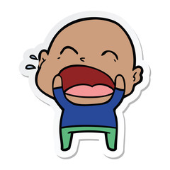Fototapeta premium sticker of a cartoon shouting bald man