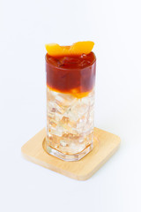 Peach tea on whit background.