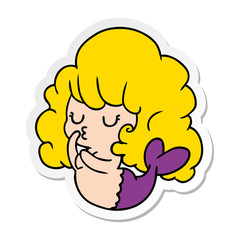 sticker cartoon of cute kawaii mermaid girl