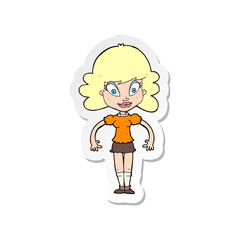 sticker of a cartoon pretty woman