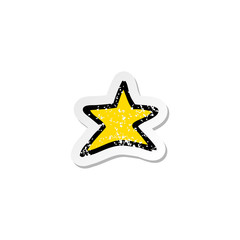 distressed sticker of a cartoon star symbol