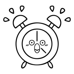 line drawing cartoon alarm clock