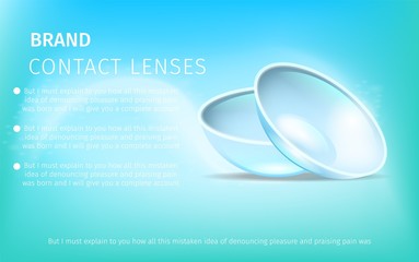Pair of Contact Eye Lenses on Gradient Background.