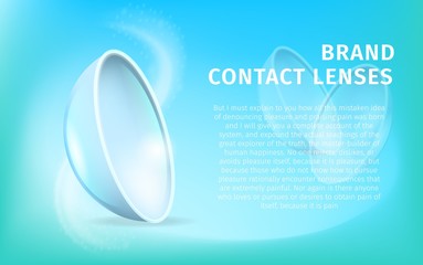 Banner with Contact Lenses on Blue Background