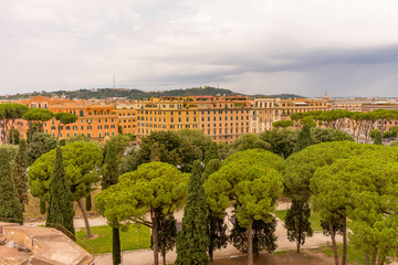 Cityscape of Rome viewed from  Castel Sant Angelo, Mausoleum of Hadrian