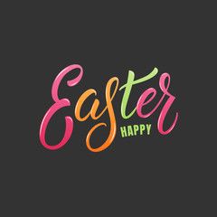 Easter. Happy Easter colorful lettering label design.