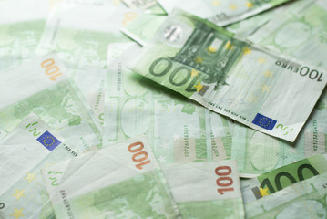 Euro money bank. Euro bills background. One hundred Euro bills. a lot of euro