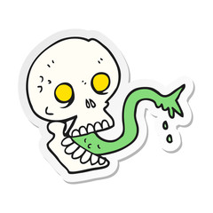 sticker of a cartoon spooky halloween skull